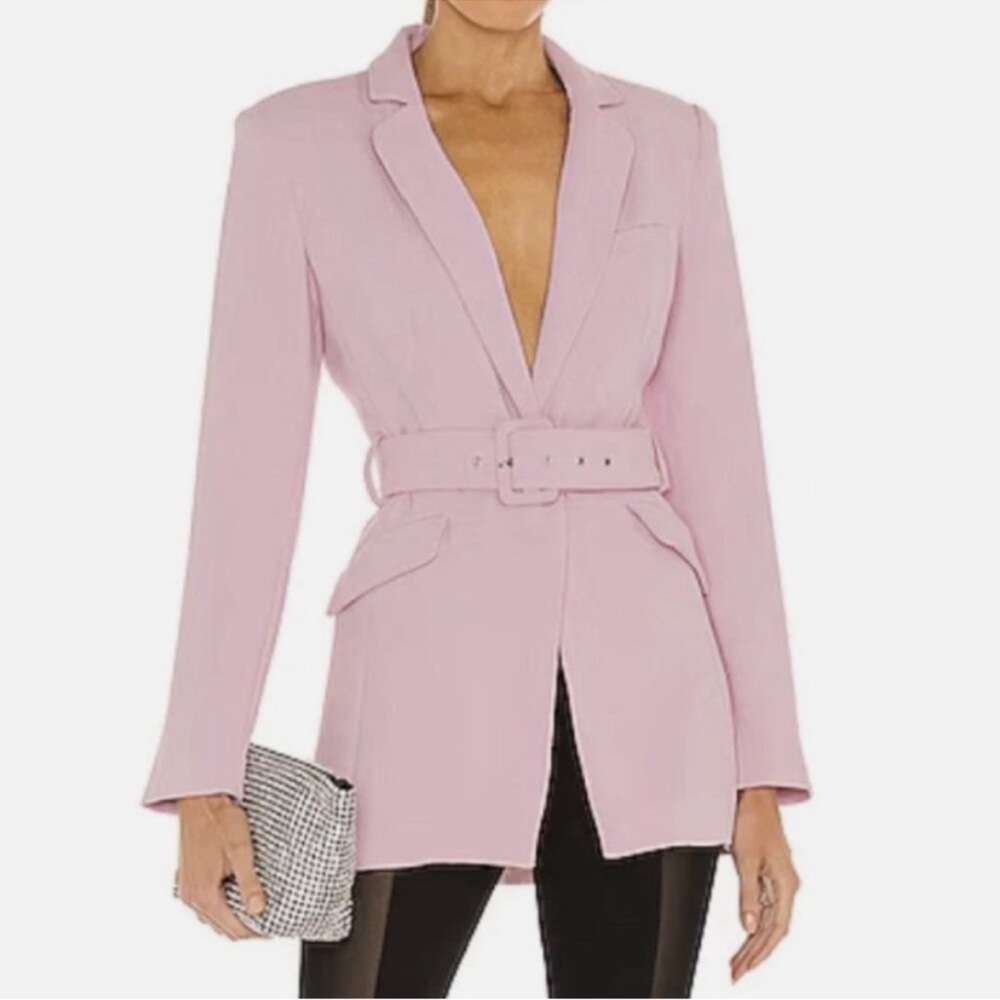 NBD Light Pink Belted Blazer